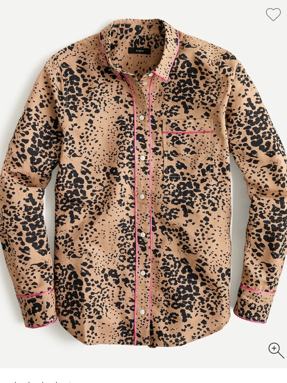 J. Crew Button-up Shirt in Leopard Print- Pink Trim